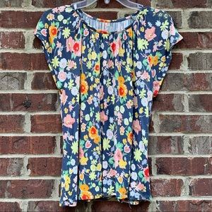 LOFT Outlet Short Sleeve Floral Top, Size Medium